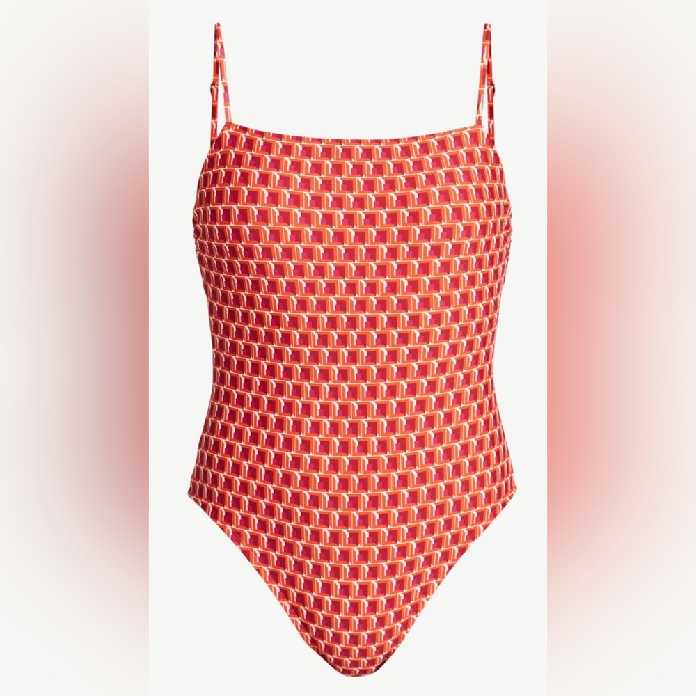 NWT‎ Time and Tru Geometric Print One Piece Swimsuit XL 16-18 Cheeky High Leg